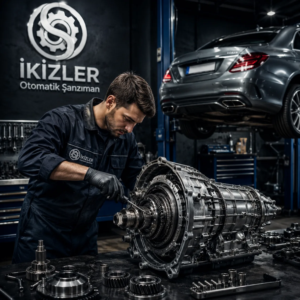 İkizler Şanzıman teknisyeni araca müdahale ederken
